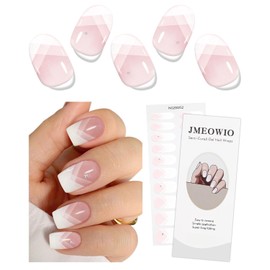 JMEOWIO French Tip Semi Cured Gel Strips Wraps Nail Art Sticker