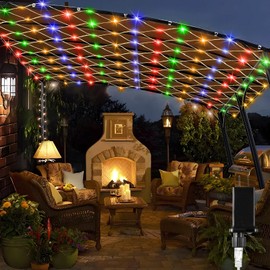 Enhon Gazebo Net Lights Outdoor, 10 x 10 FT Holiday Mesh Lights with 320 LEDs and 8 Lighting Modes, Waterproof Connectable Gazebo Twinkle Light for Christmas Outdoor Patio Bush Garden(Multicolor)