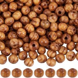 GORGECRAFT 200Pcs Wooden Beads 8mm Natural Round Wood Bead Small BurlyWood Beads Wooden Loose Spacer Craft Beads for Bracelet Necklace Hair Jewellery Making Hanging Garland DIY Home Decorations