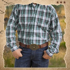 JASGOOD Western Leather Belt for Men Women Cowboy Cowgirl Removable Buckle & Full-Grain Strap Vintage Adjustable Belt for Jeans, Coffee (Leaf), Fit Waist Size 35"-38"