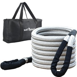 Tether Tite 7/8in x 20ft Kinetic Recovery Tow Rope 28,000lbs Heavy-Duty Energy Rope Offroad Snatch Strap for Jeep Car Vehicle Truck ATV UTV SUV, Grey