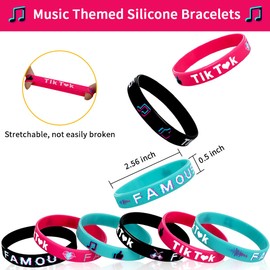 Vuzvuv 18 PCS Music Themed Party Silicone Bracelets Musical Short Video Party Rubber Wristbands Dance Challenge Party Favors Decorations Supplies for TIK Fans in Party, Celebration and Fesival