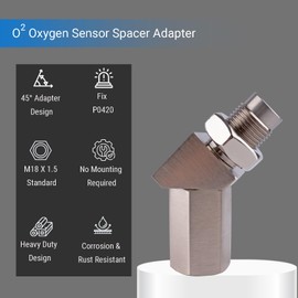 Abvefudo O2 Oxygen Sensor Spacer Adapter Extender, M18 X 1.5 45 Degree Car Socket Bung for Fix Check Engine Light P0420(CEL) Eliminator with Catalytic Converter