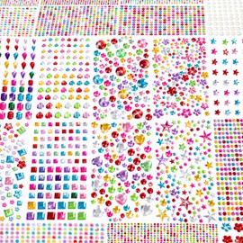 6124Pcs Gem Stickers-Self-Adhesive Face Jewelry Stickers, Acrylic Gems DIY Crafts, Sparkling Heart-Shaped Rhinestone for Kids, for Party & Holiday Supplies