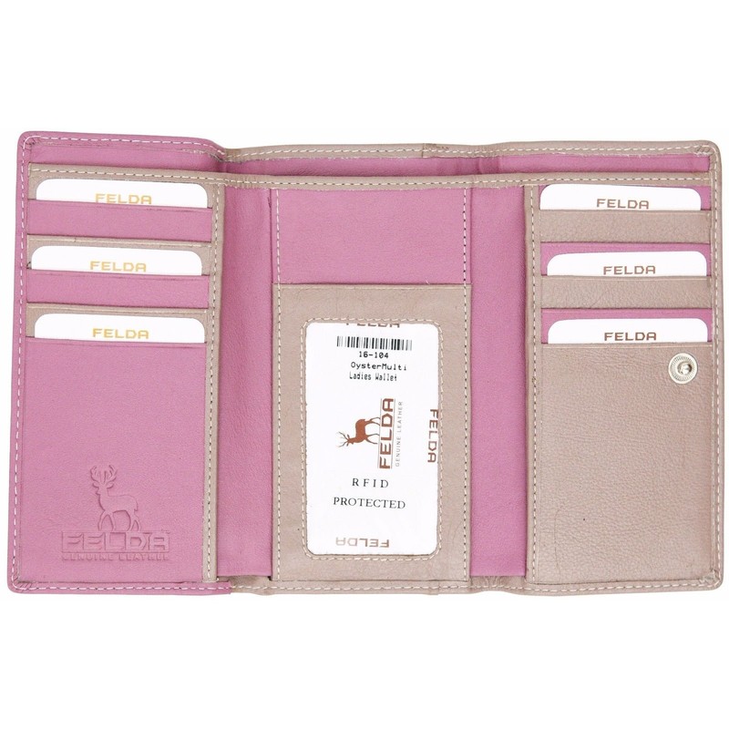 Felda Womens Genuine Soft Leather Clutch Wallet - RFID Protection