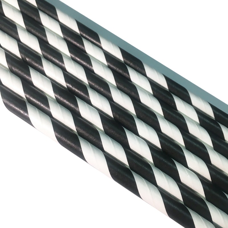 Black Striped Paper Straws, Pack of 100 Disposable Black &
