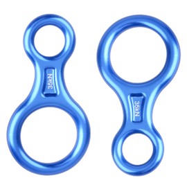JEELAD 35kN Rescue Figure 8 Descender Climbing Gear Downhill Rappelling Rope Aluminum Alloy for Rock Climbing Training Emergency Aerial Yoga (Blue 35KN- 2 Pack)