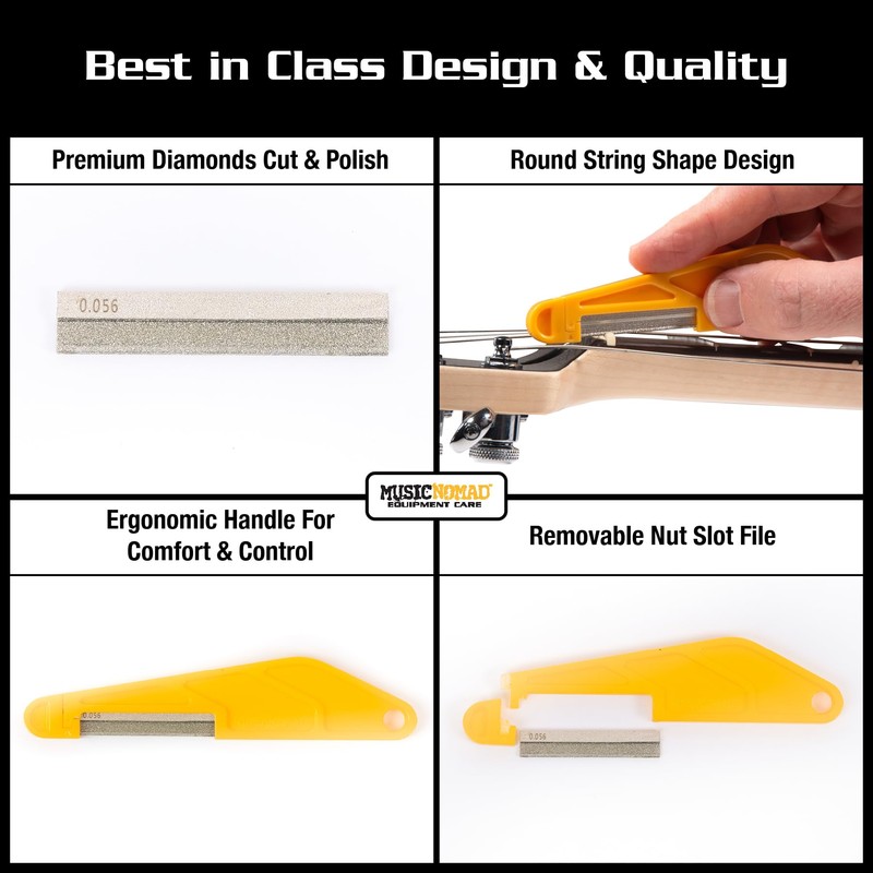MusicNomad 6 pc. Acoustic Guitar Diamond Coated Nut File Set