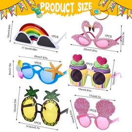 RUINIPOT Pack of 6 Hawaiian Party Decorations - Essential Beach Accessories, Ideal Photo Booth Props, Adult Party Sunglasses