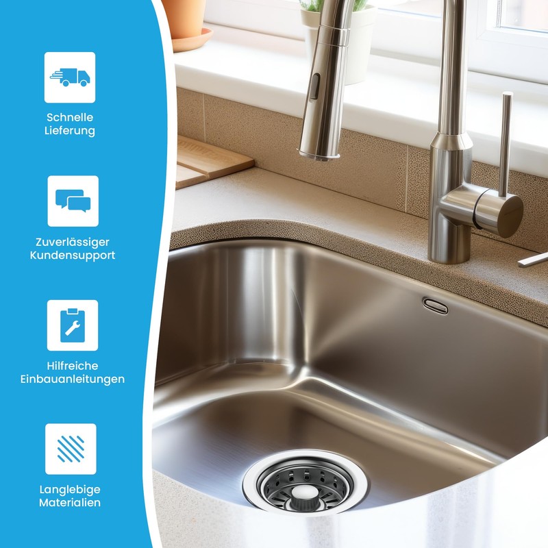 Bächlein Pop-Up Drain Fitting for the Sink, Diameter 70 mm