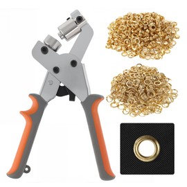 Dyna-Living Eyelet Punch Kit Grommet Handheld Hole Punch Pliers Grommet Machine with 500 Golden Grommets of 3/8 inch(10.5mm), Portable Metal Manual Grommet for Belts, Crafts, Rubber