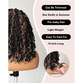 X-TRESS Braided Wigs for Black Women Knotless Short Locs Braided Wigs Embroidered Full Lace Front Wigs Double Lace Front Braided Wigs Bob Short 16" Ombre Chocolate Brown Highlight Color Braided wigs