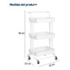 KyomiHome Carrito Organizador Estante Multiusos 3 Niveles Ruedas 360