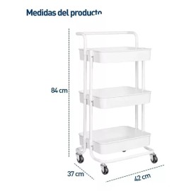 KyomiHome Carrito Organizador Estante Multiusos 3 Niveles Ruedas 360