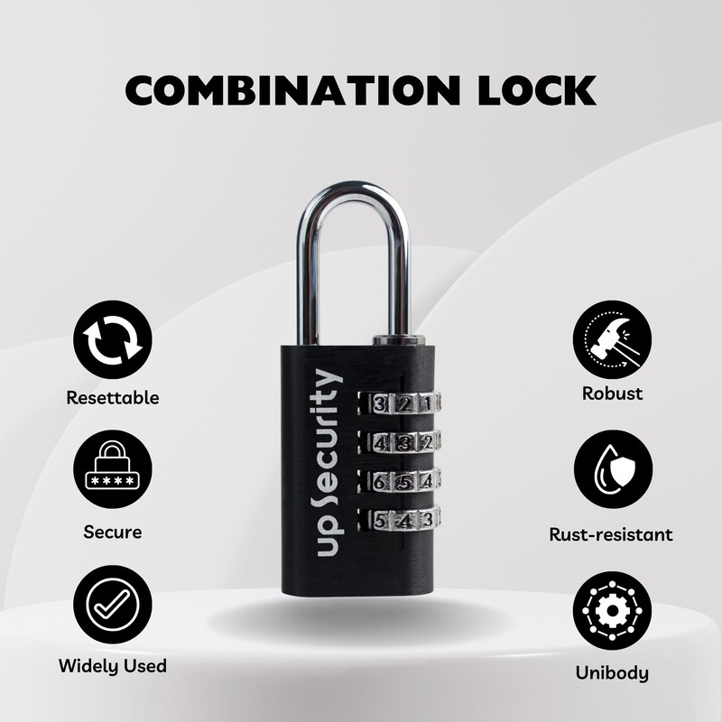 UP Security Combination Gym Locker Lock, Aluminum Alloy Body, Outdoor