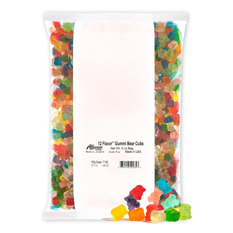 Albanese World's Best 12 Flavor Gummi Bear Cubs, 5lbs of