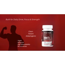 Mirror Youth Men's Balance Vegan Supplement | L-Citrulline Ashwagandha Cistanche Maca | 90 Ct