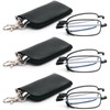 3 Pack Folding Reading Glasses with Keychain Compact Bags Women