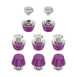 HARFINGTON 8set Flat Head Stud Spike 12mm Metal Purse Feet Handbag Nail Head Stud Flat Buckle Button Cap Cone Rivets Bucket Spike Tool Set for DIY Leather Craft, Purple Red