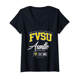 Womens Fort Valley State University - FVSU HBCU Auntie V-Neck T-Shirt