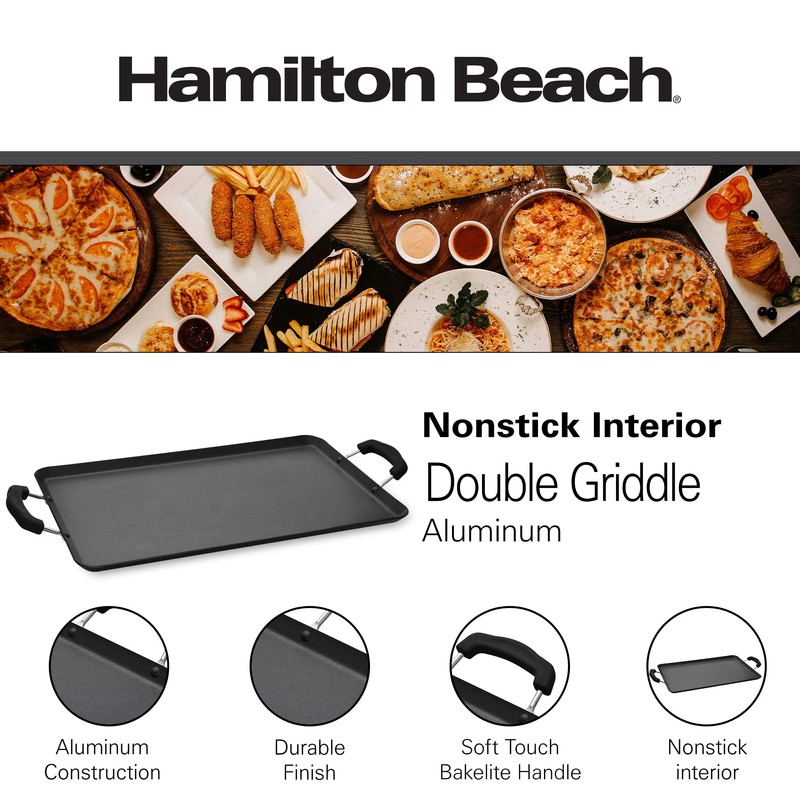 Hamilton Beach Nonstick Double Griddle 19x11-Inch - Black Aluminum Griddle