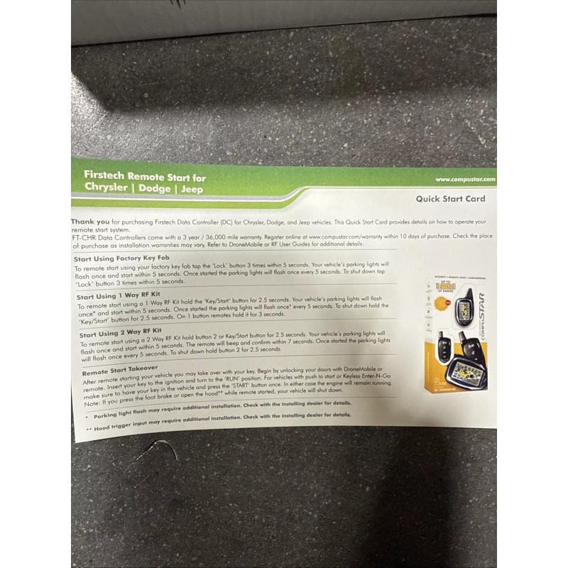 Firstech LLC Data Controller Remote Start DC For Chrysler Dodge