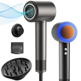 HRYCF 【4 minutes dry】 New High-speed Hair Dryer Brushless Motor & Ionic Technology 4 Temperature Settings THigh-Speed Negative Ionic Blow Dryer for Fast Drying, Low Noise Thermo-Control Hair Dryer with Diffuser and Nozzl blow dryer