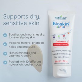 Salcura, Bioskin Junior Outbreak Rescue Cream, Packed With Natural Ingredients, Soothes Irritation, Nourish & Sooth Flakiness, Supports The Skin Back To Health, Value Bundle (2 x 50ml Pack)