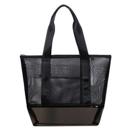 AMERIO Hot Spring Bag, Pool Bag, Adult, Mesh Bag, Spa Bag, Large Capacity x Waterproof Material, Sauna, Beach, Gym, Public Bath Bag, Design Pending (Clear Black)