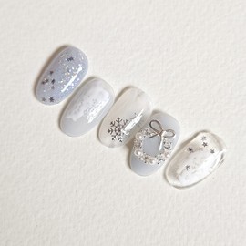 Snow&Star Handmade Nail Tips - Almond Short / 눈&별 수제네일팁 - 아몬드숏