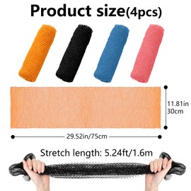 4 Pcs African Net Sponge, Bathing Body Exfoliating Shower Body Back Scrubber Skin Smoother African Wash Net for Men and Women 30 x 75cm