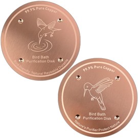 Mzesssmy 2 Pcs Bird Bath Copper Disk | 99.99% Pure Copper Plate & Birdbath Disk | 0.6mm Thick Reinforced Design | Maintains Clean Water Naturally | Fits All Birdbath Bowls Year-Round (Bird Style 2)