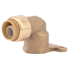 SharkBite 1/2 Inch x 1/2 Inch FNPT Elbow with Mounting Ears, Push to Connect Brass Plumbing Fitting, PEX Pipe, Copper, CPVC, PE-RT, HDPE, U335LFA