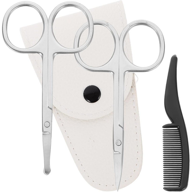 Minkissy Kit de tijeras para barba y bigote para nariz