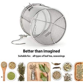 AUNMAS Colador de Condimentos de Acero Inoxidable 304, Filtro de Especias con Malla Fina para Sopa, Caldo y Té, Infusor de Hierbas Reutilizable con Cadena, 14x10 cm