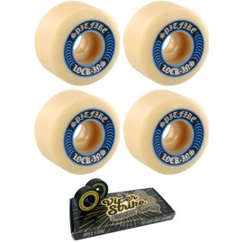 52mm Spitfire Wheels Formula Four Lock-Ins White/Blue Skateboard Wheels - 99a with Viper Strike Skateboard Bearings 8mm Precision ABEC 7 Skateboard Bearings - Bundle of 2 Items