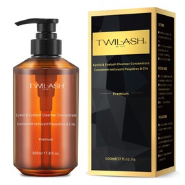 twilash by dly Premium Lash Cleanser Concentrate Bulk (500ml/17 fl.oz) - High Purity, Hyaluronic Acid, Collagen - 1 Bottle Makes 205oz - DIY Eyelash Extension Cleanser, Safe for Sensitive Eyes