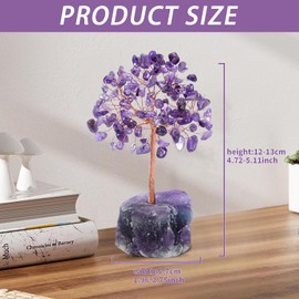 Crystal Fortune Tree Feng Shui Tree Good Luck Reiki Healing Crystals Balancing Decoration 5Inch Tall Chakra Gemstone Tree for Home, Office Decoration (color3)