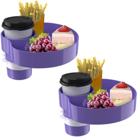 SSPONT [2 Packs] Kids Car Seat Tray, Travel Tray with Cup Holder for Toddler, Kids Car Seat Food Snack Tray for Road Trip, Stroller snack tray travel must haves - Purple