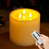 AFINETH Extra Large Flameless Candles with 3 Wicks, 6"x6" Real