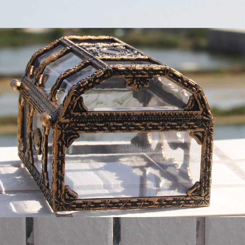 Fauitay pirate treasure chest,Storage Organizer Crystal Jewelry Box Transparent Pirate
