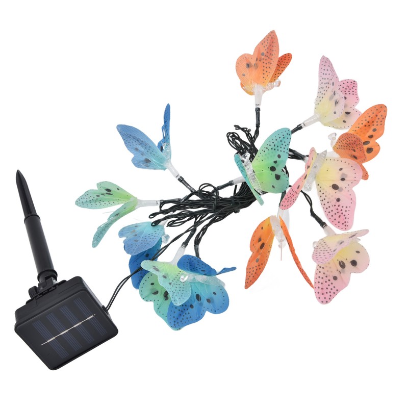 Solar Light String 12 LED IP44 Waterproof Colorful Butterflies Lamp