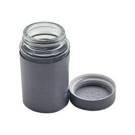 Natural Salt & Pepper Shakers 4 Pack – Glass & Metal Seasoning Dispensers with Viewing Window, 100ml (Grey)