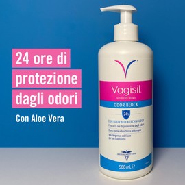 Vagisil Detergente Intimo Rinfrescante Donna Odor Block, Igiene Intima Quotidiana, Sapone Intimo Donna, Freschezza Quotidiana, Con Aloe Vera, 24h Di Protezione Dagli Odori, 500 ml