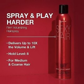 SexyHair Big Spray & Play Harder Firm Volumizing Hairspray, 10 Oz | All Day...