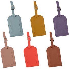 VIOCIWUO 6PCS PU Leather Luggage Tags for Suitcase ID Labels Travel Suitcase Tags with Adjustable Strap for Schoolbag Bag