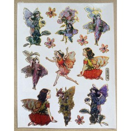 Fairy Flower Sticker Set of 14 1-Inch Blade 135 mm x 100 mm Sticker Craft Party Metallic Look