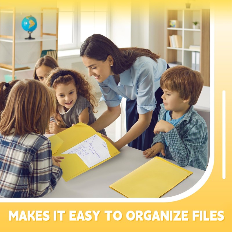 Henoyso 100 Pcs Plastic Folders with Clear Front Pockets Bulk