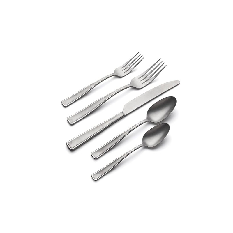 Oneida Reid Tumbled Piece Flatware Set, 20 Count, Vintage Silver