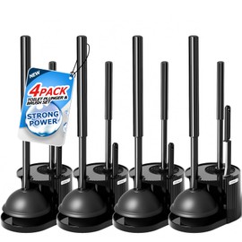 FORASTO 4Pack 3 in 1 Toilet Brush and Plunger Set,Toilet Bowl Brush Plunger Set,Toilet Brush Plunger Combo,Cleaning Brush,Cleaning Supplies, Crevice Cleaning Brush, Bathroom Cleaning Tools